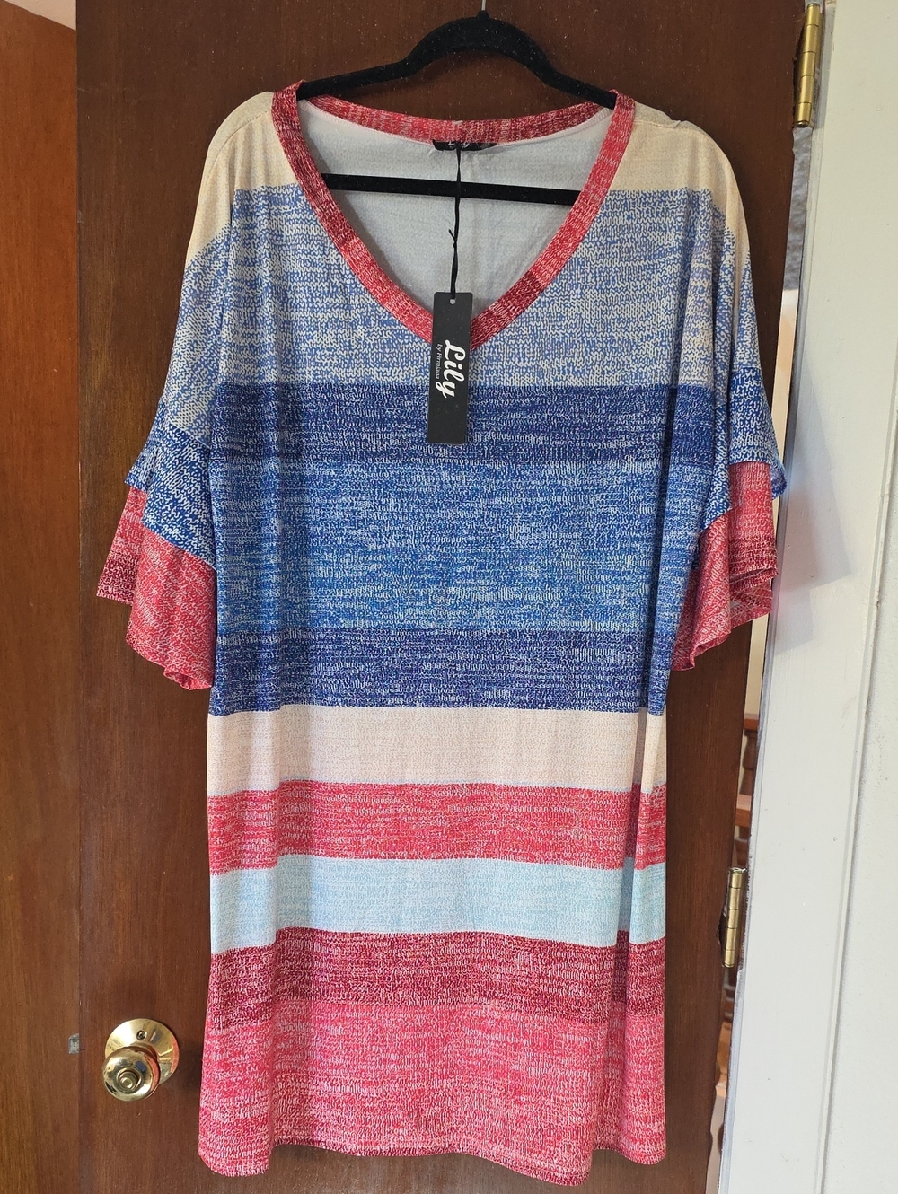Lily Striped V-Neck Midi Dress